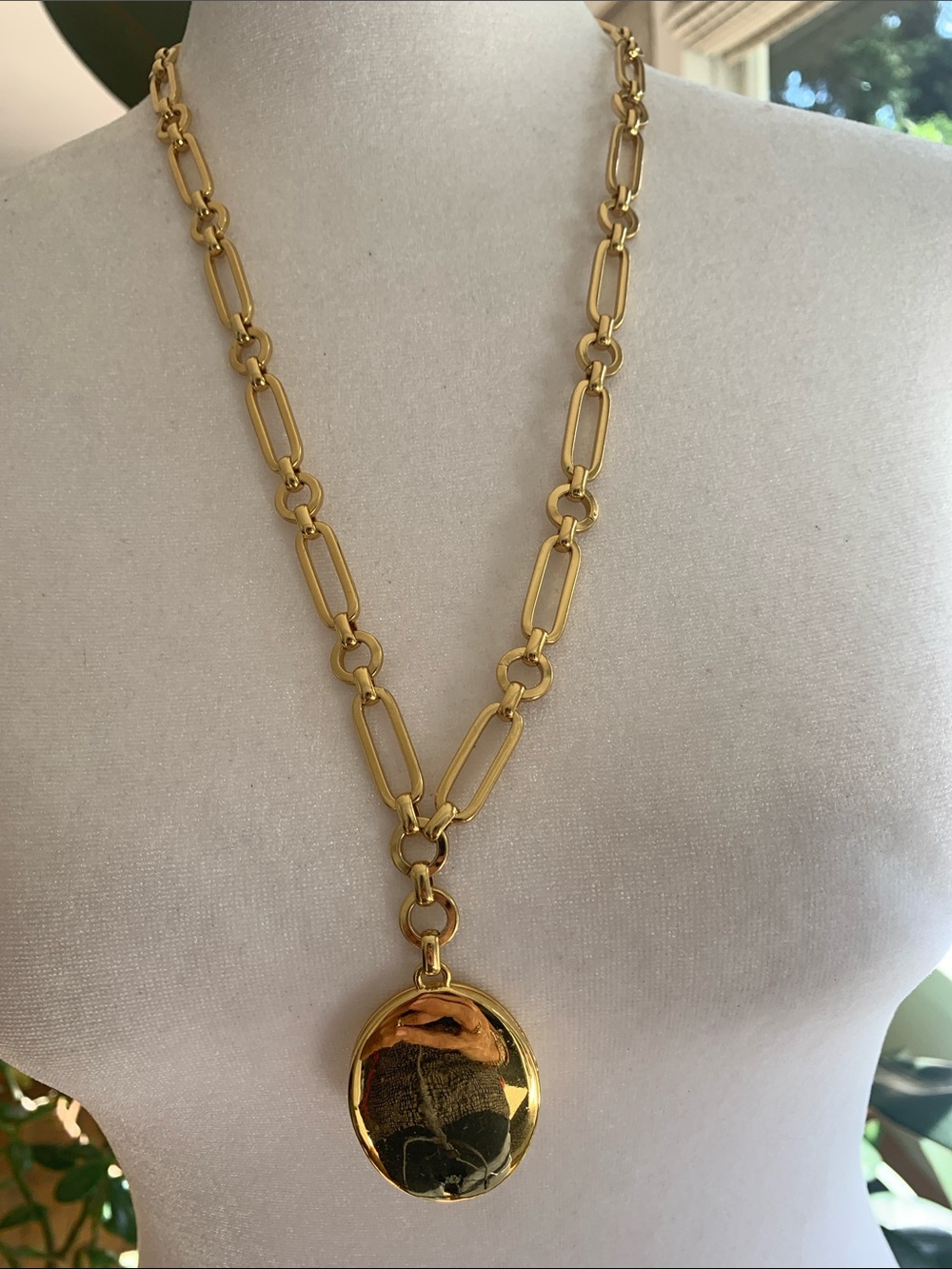 J. Crew Gold-Tone Long Link Necklace with Round Locket